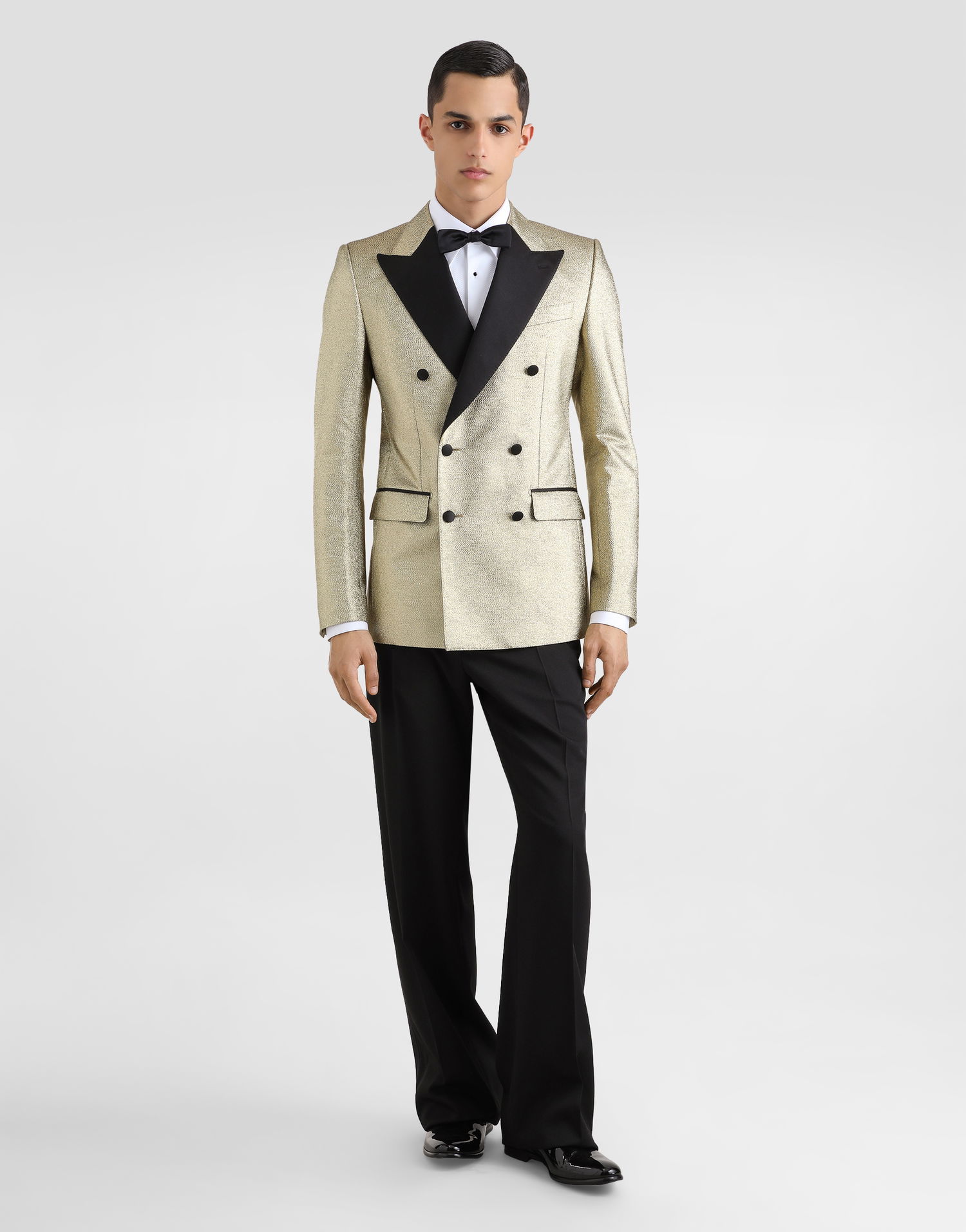 Bunda Dolce & Gabbana Double-breasted Lamé Jacquard Tuxedo Jacket Metalická | G2QU4TFJODVS0997, 1