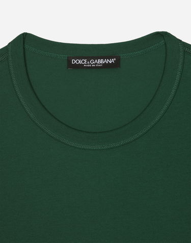 Tričko Dolce & Gabbana Cotton T-shirt With Branded Tag Zelené | G8PT1TG7F2IV0340, 2