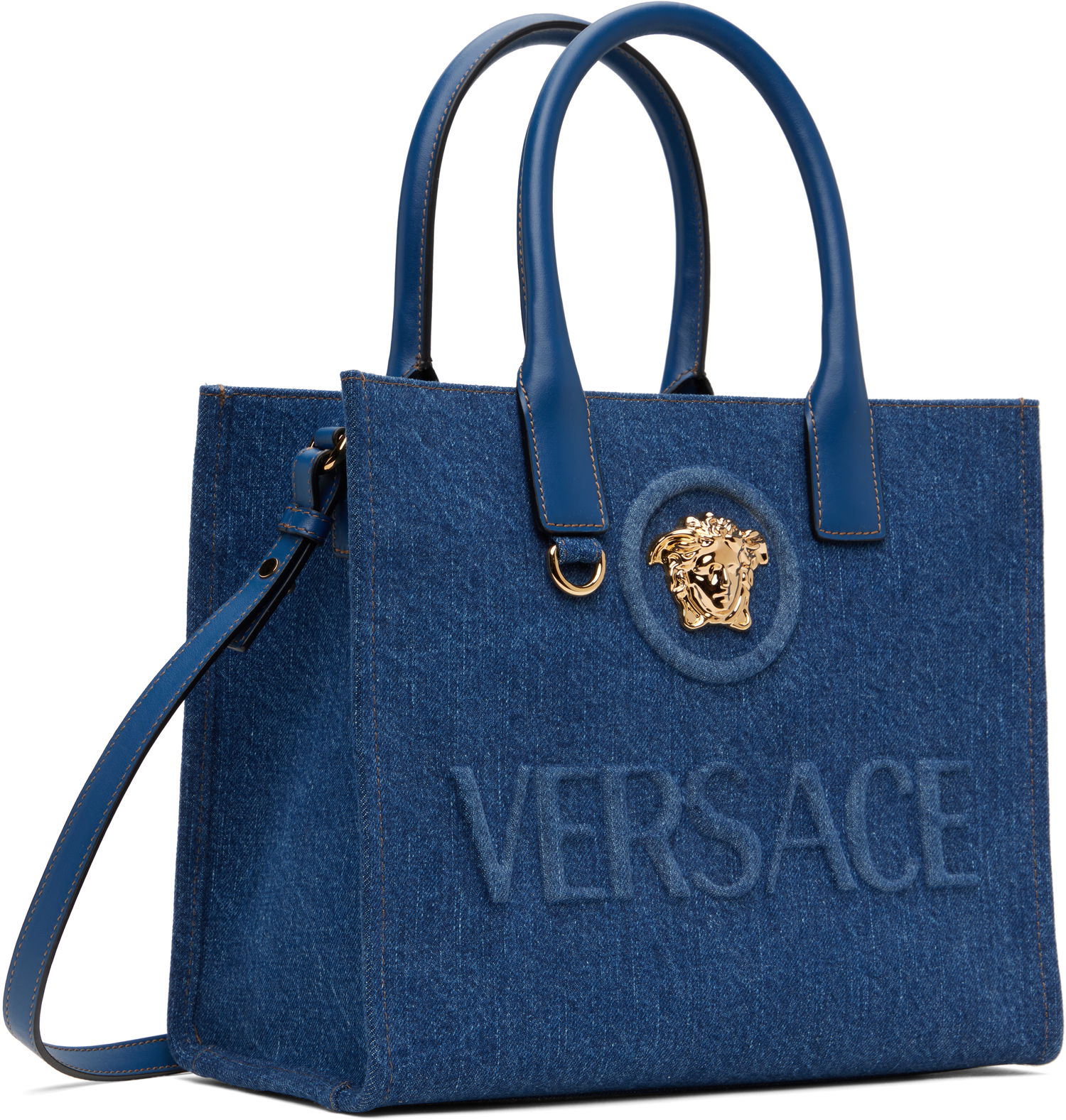 Tote bag Versace Versace 'La Medusa' Denim Small Tote Bag Modrá | 1005861_1A04287_1UC7V, 1