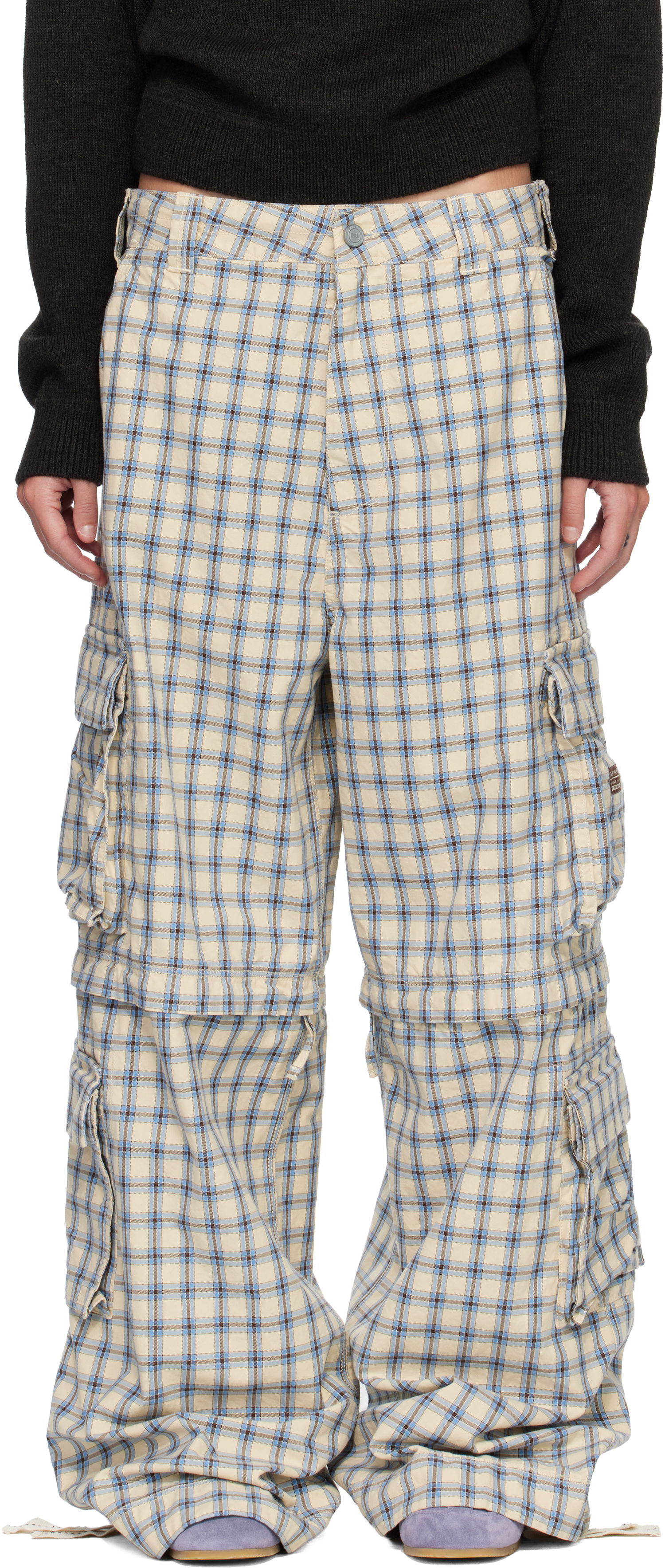 Cargo nohavice ERL Zip-Off Plaid Cargo Pants Rôznofarebný | ERL11P007, 0