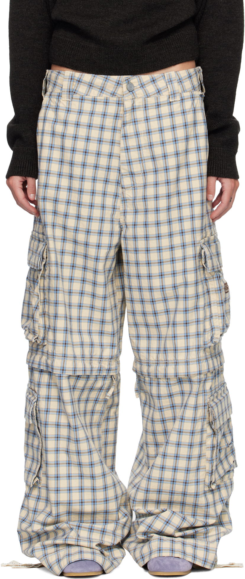 Cargo nohavice ERL Zip-Off Plaid Cargo Pants Rôznofarebný | ERL11P007