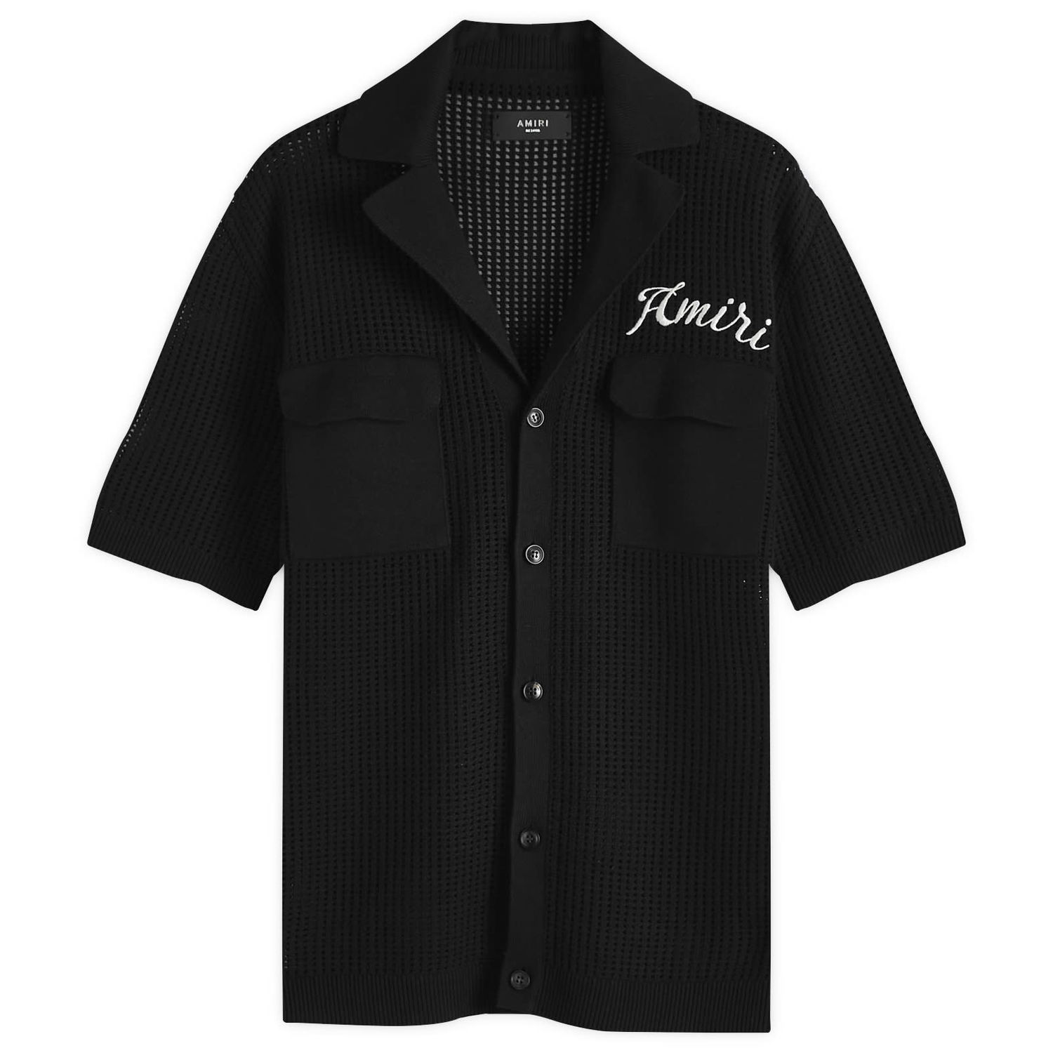 Košeľa AMIRI Amiri Short Sleeve Mesh Polo Shirt, Size Large Čierna | AMKNIR1011-001, 1