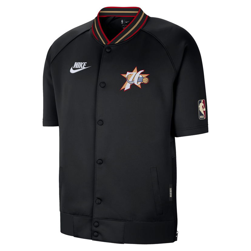 Bunda Nike Dri-FIT Philadelphia 76ers Hardwood Classics Short-Sleeve Jacket Čierna | IF4363-010