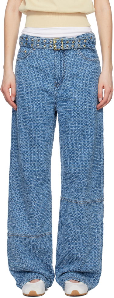 Džínsy GANNI GANNI Izey Fluffy Belt Jeans Modrá | J1721, 0