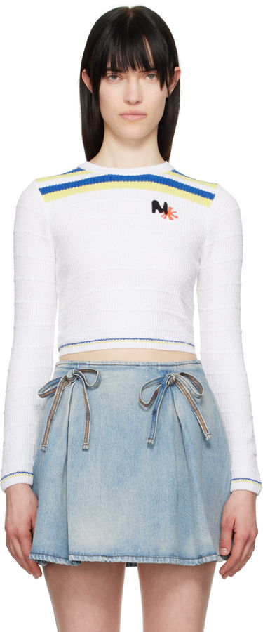 Sveter MSGM MSGM Embroidered Logo Cropped Sweater Biela | 3841MDM201 257289, 0