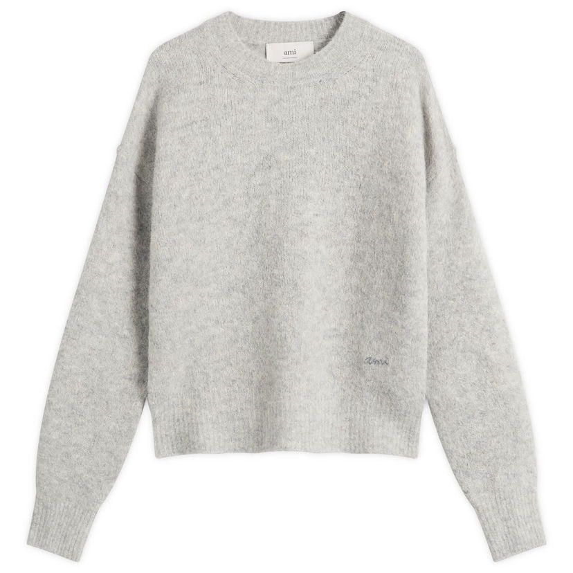 Sveter AMI Men's Wool And Alpaca Knit Crew Neck Jumper, Size Large Šedá | H25HKS824-KN0021-050H25
