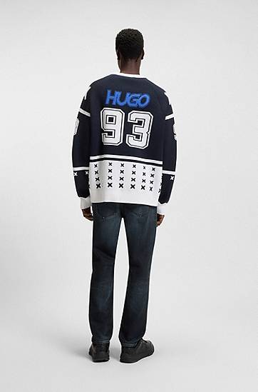 Džínsy BOSS Tapered-Fit Stretch Denim Jeans Modrá | 50541586, 1