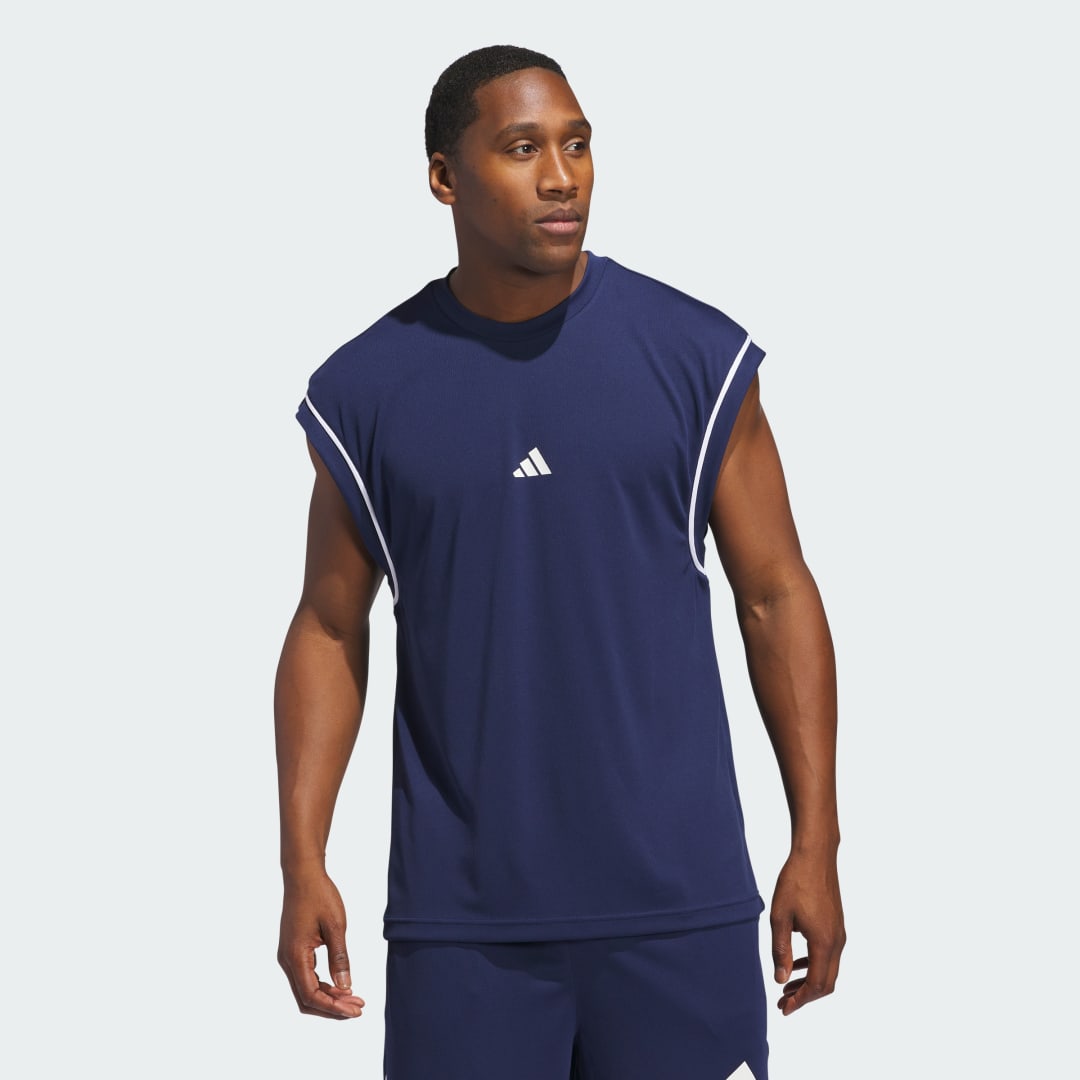 Tielko adidas Performance Sleeveless Basketball Tank Top Modrá | JN4748, 0