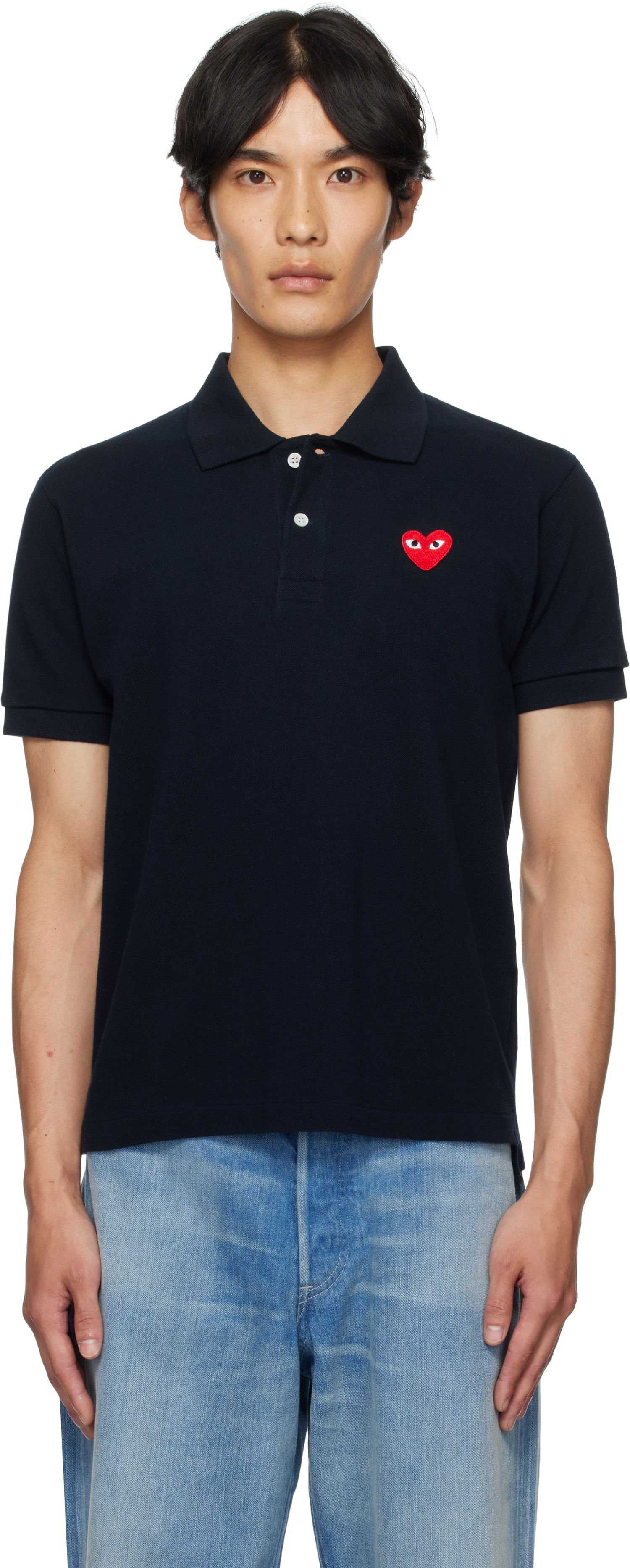 Polo tričko Comme des Garçons Comme des Garçons Play Heart Patch Polo Navy | AZ-T006-051, 0
