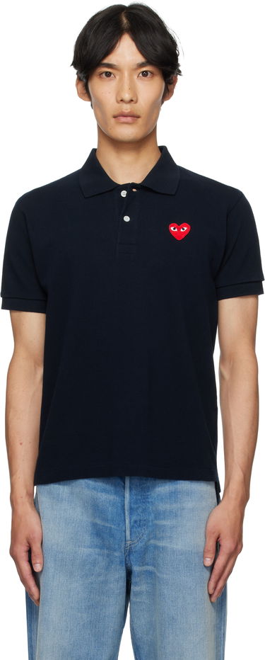 Polo tričko Comme des Garçons Comme des Garçons Play Heart Patch Polo Navy | AZ-T006-051, 0