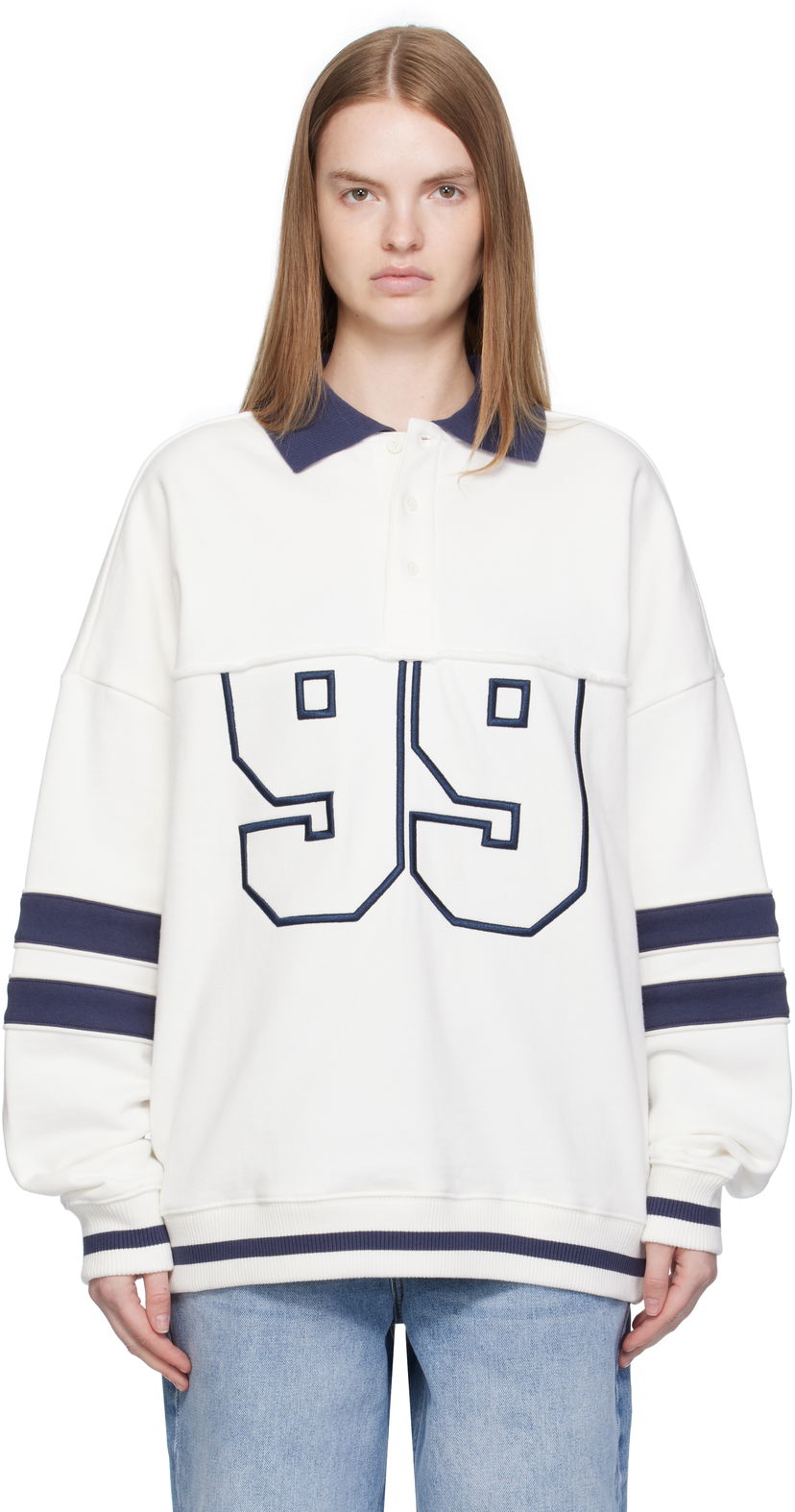 Mikina Ksubi Ksubi '99' Boyfriend Polo Sweatshirt Biela | WFA25FL005
