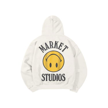 Mikina MARKET Market Smiley Upside Down Lock-up Hoodie Unbleached Cotton Biela | HD0386-COTTON, 2