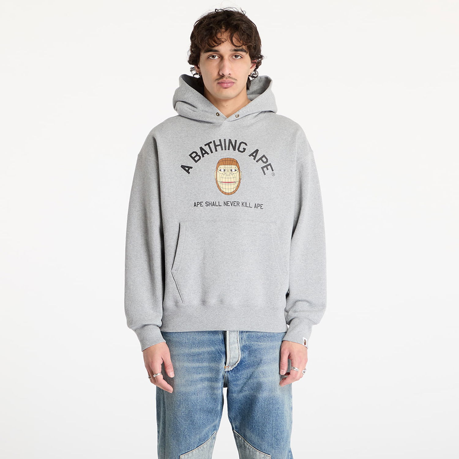Mikina BAPE Polygon Relaxed Fit Pullover Hoodie Šedá | 001PPK701001M GRA, 0