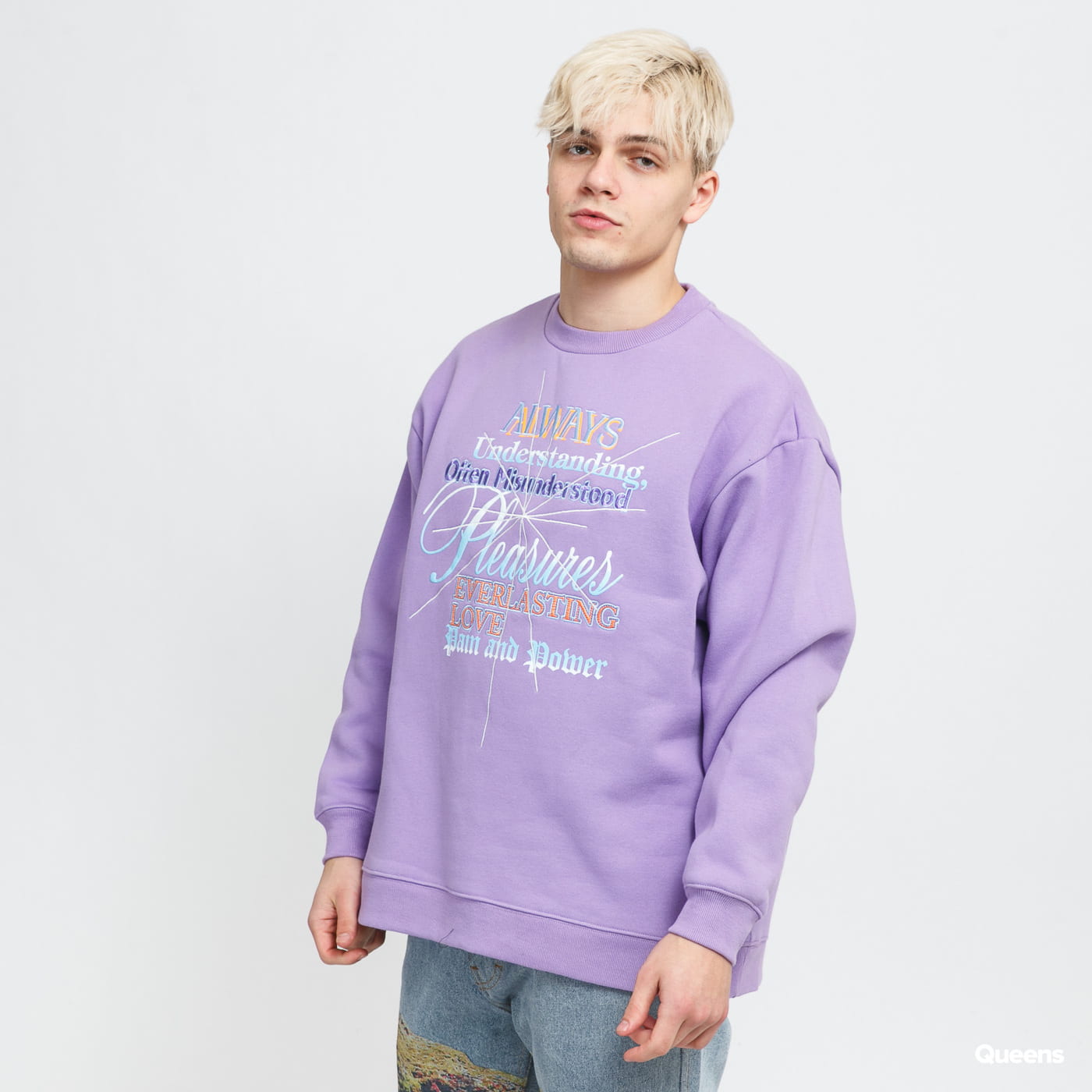 Mikina Pleasures Faith Crewneck Sweatshirt Fialová | P21W027, 0