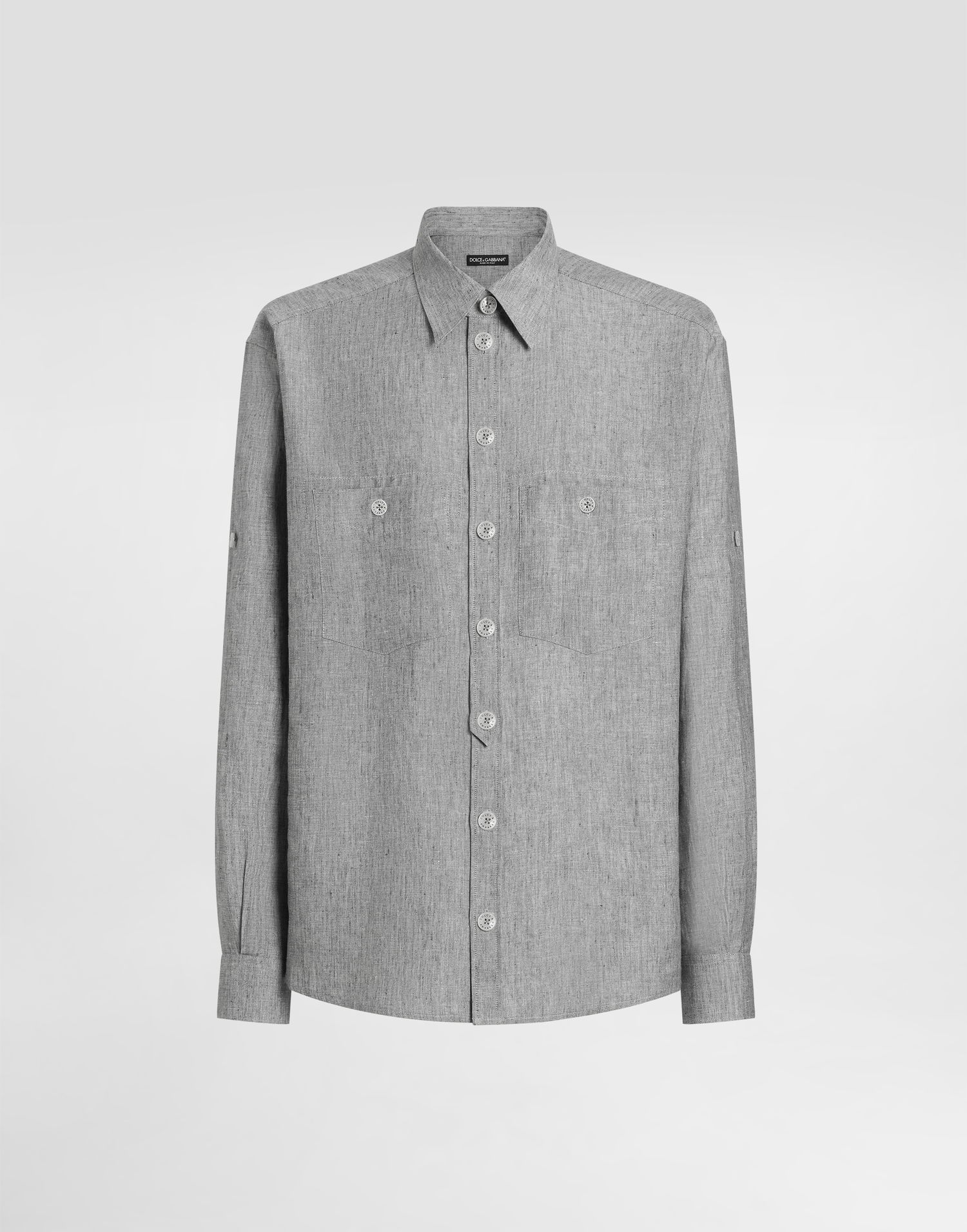 Košeľa Dolce & Gabbana Dolce & Gabbana Washed Linen Canvas Shirt Šedá | G5NI3TFU4MFS8290, 0