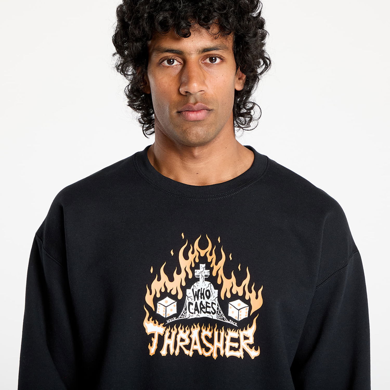 Mikina Thrasher Thrasher Who Cares by Neckface Crewneck Sweatshirt Čierna | 145708, 1