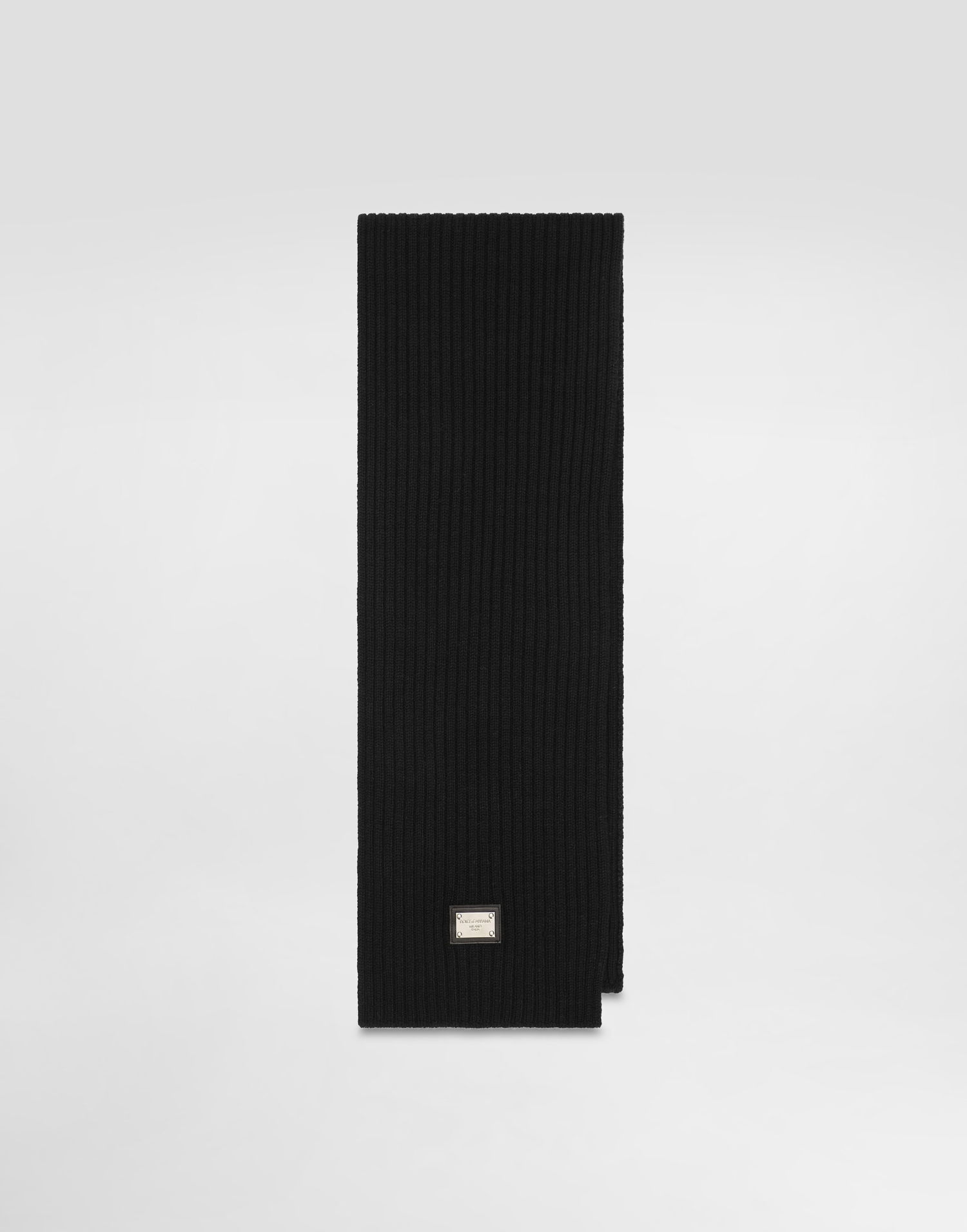 Šál Dolce & Gabbana Dolce & Gabbana Ribbed Knit Scarf with Logo Plaque Čierna | LBKAB4JCVD6N0000, 0