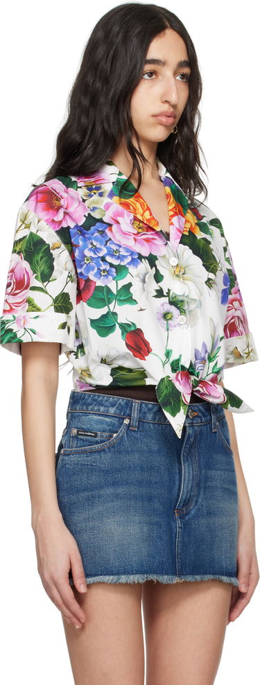 Košeľa Dolce & Gabbana Dolce&Gabbana Floral Print Tie-Front Shirt Biela | F5T30T HS5S6, 1
