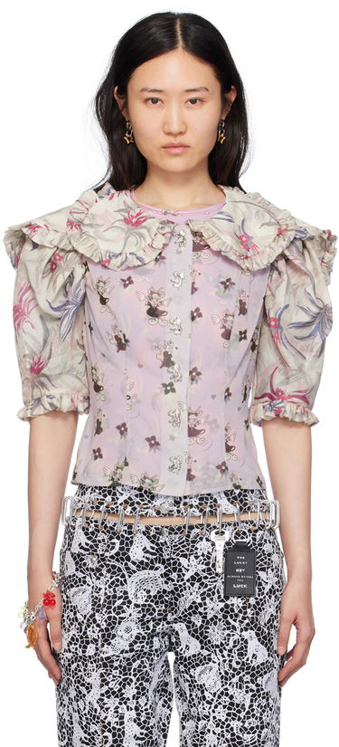 Košeľa Chopova Lowena Floral Print Blouse With Large Collar Fialová | 2215, 0
