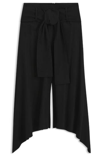 Nohavice BOSS Relaxed-Fit Tie-Waist Trousers with Shaped Hems Čierna | 50553676