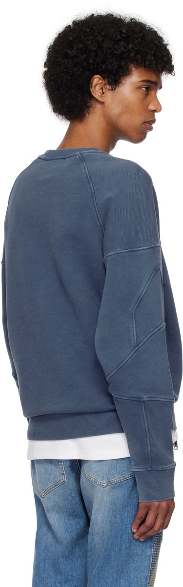 Sveter Balmain Balmain Ribbed Coin Embroidery Sweatshirt Modrá | EH1JS007BC89, 2