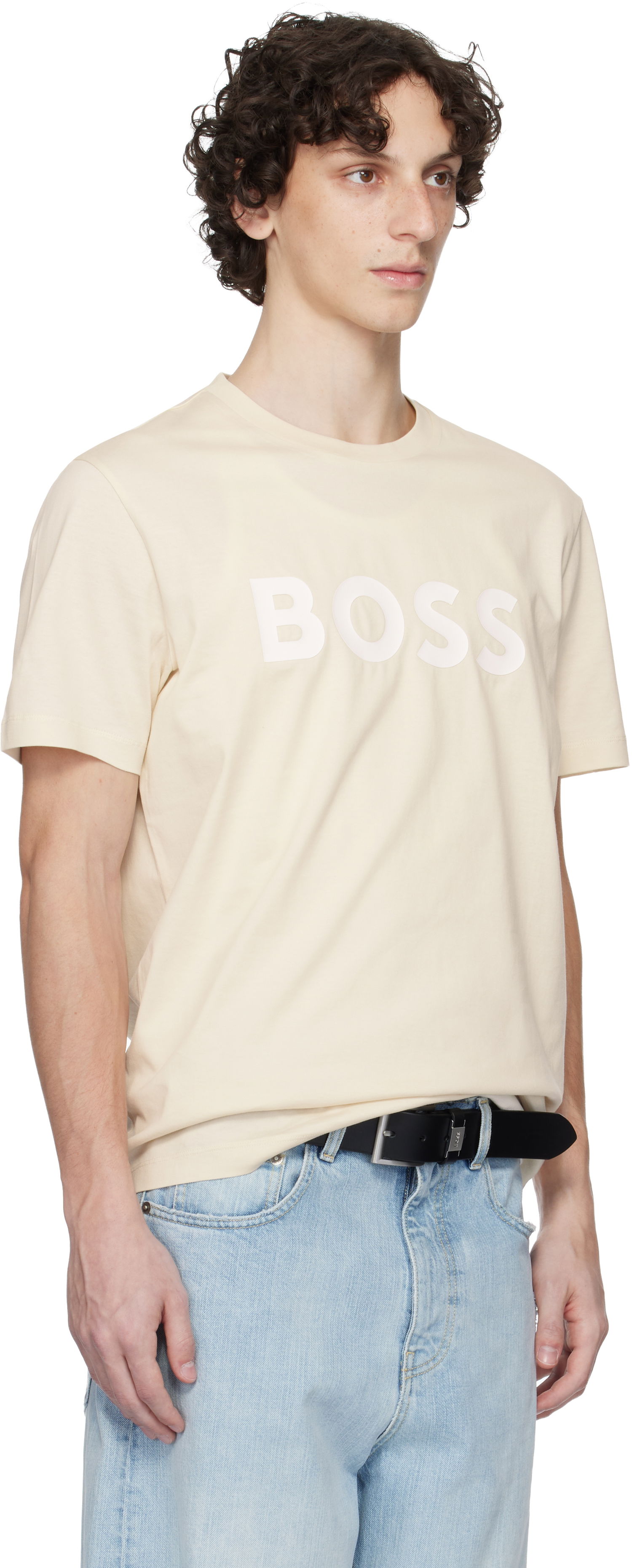 Tričko BOSS BOSS Cotton-Jersey Logo T-Shirt Béžová | 50495742, 1