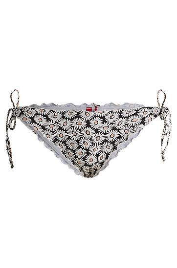 Plavky BOSS Tie-Side Bikini Bottoms with Ruffled Trim Rôznofarebný | 50540245