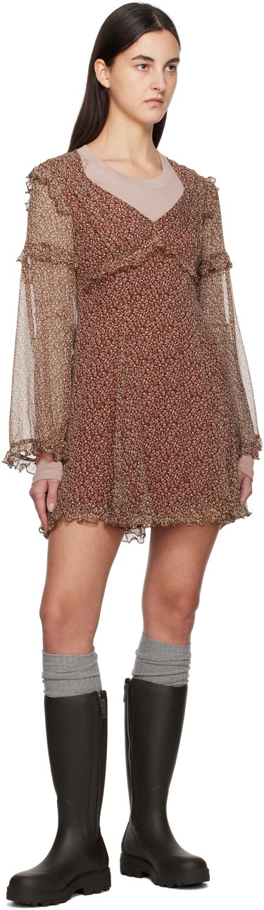 Šaty Max Mara Weekend Floral Print Ruffle Mini Dress Hnedá | 2425226013600, 3