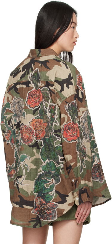 Košeľa R13 R13 Floral Appliqué Camo Shirt Zelené | R13WR004-R484B, 2