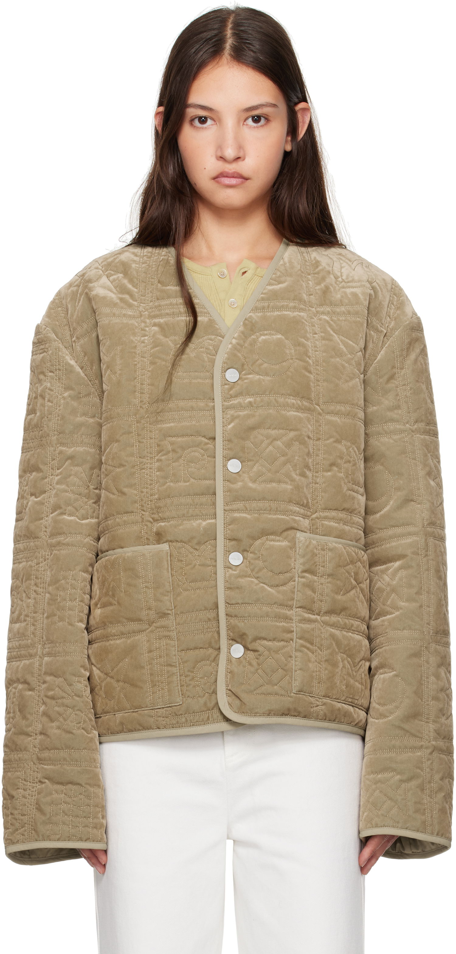 Prešívaná bunda Nanushka Nanushka Adara Quilted Velvet Jacket Béžová | NU24FWJK03166, 0