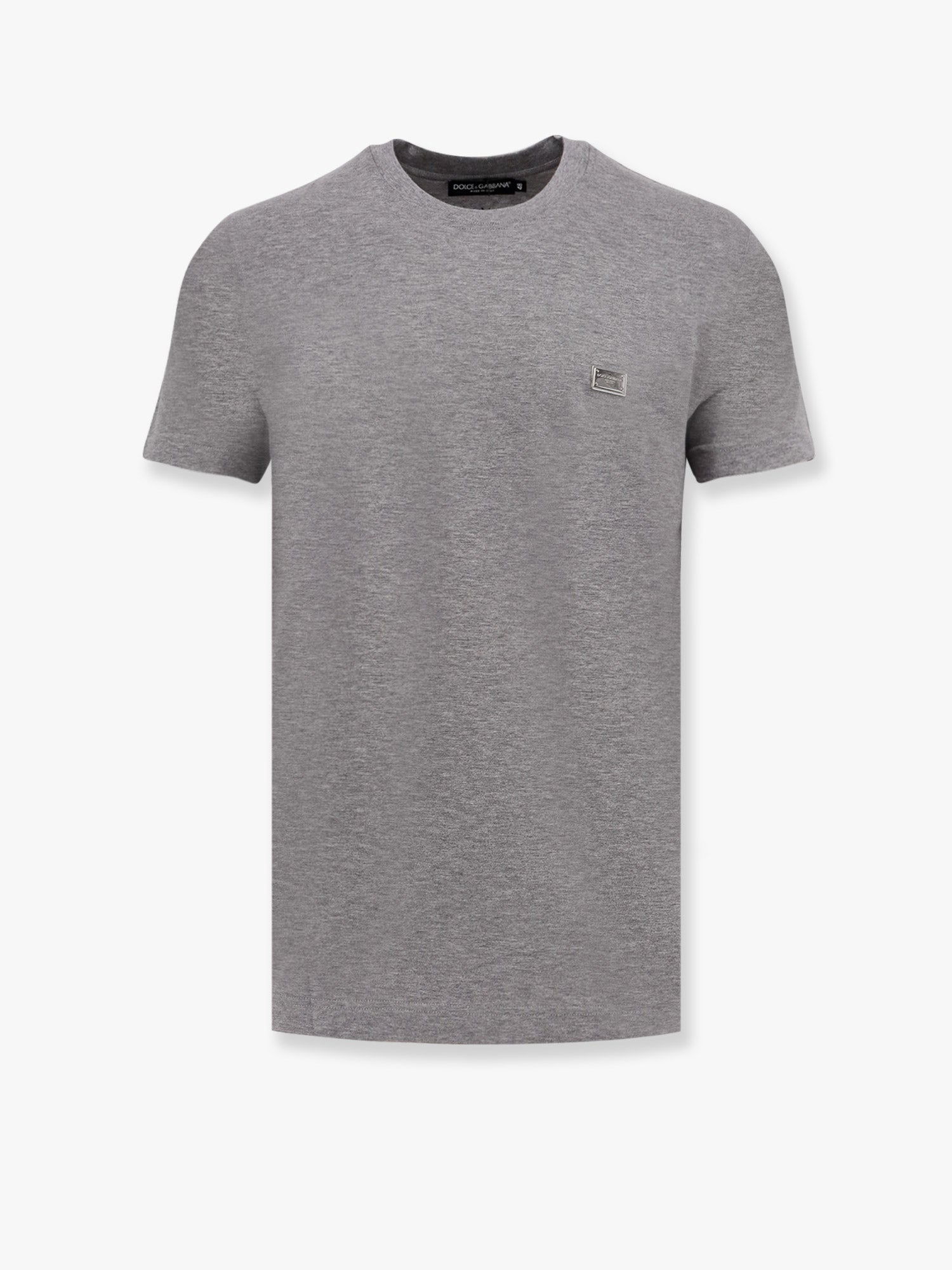 Tričko Dolce & Gabbana Dolce & Gabbana Grey Melange T-Shirt with Logo Plaque Šedá | G8RN8TG7N7AS8291, 0