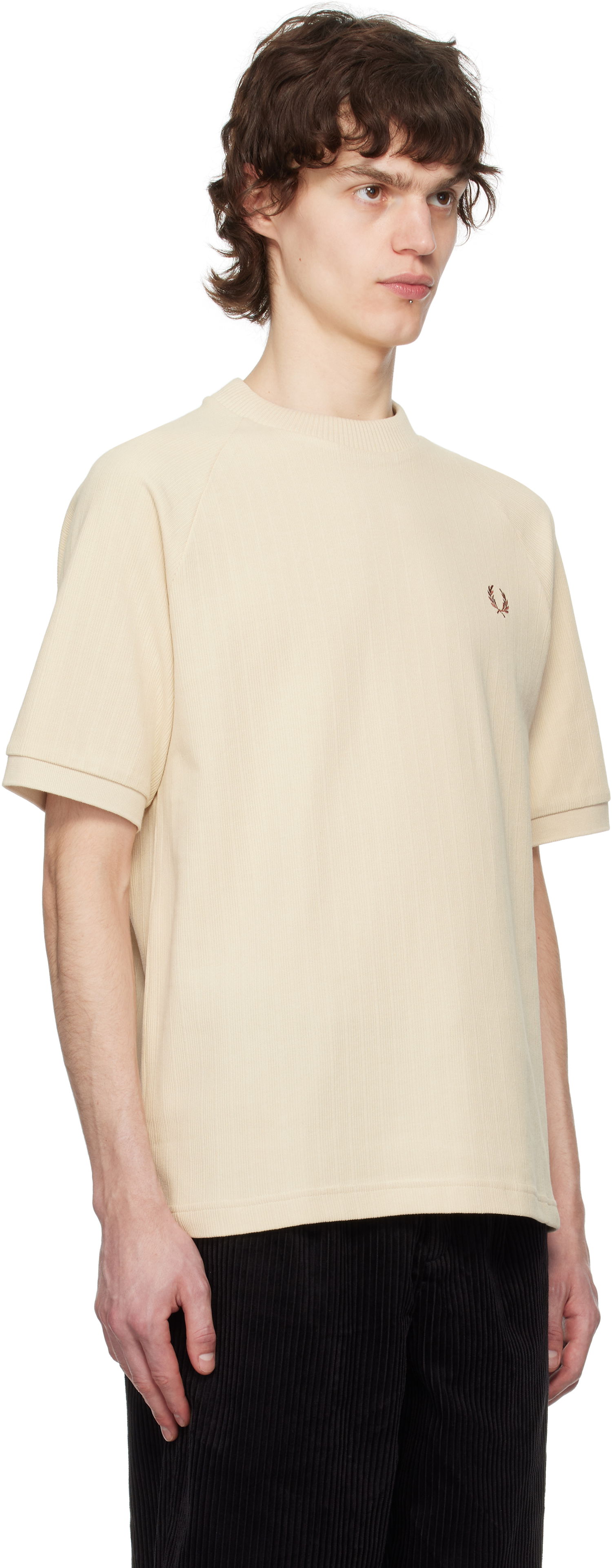 Tričko Fred Perry Fred Perry Ribbed Raglan Sleeve T-Shirt Béžová | M8680, 1