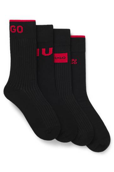 Ponožky BOSS Four-pack regular-length logo socks Čierna | 50546668, 0