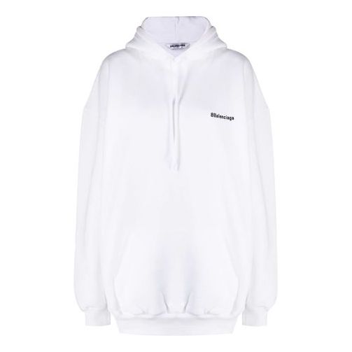 Mikina Balenciaga Small Logo Cotton Hoodie Biela | 578135TJV859040