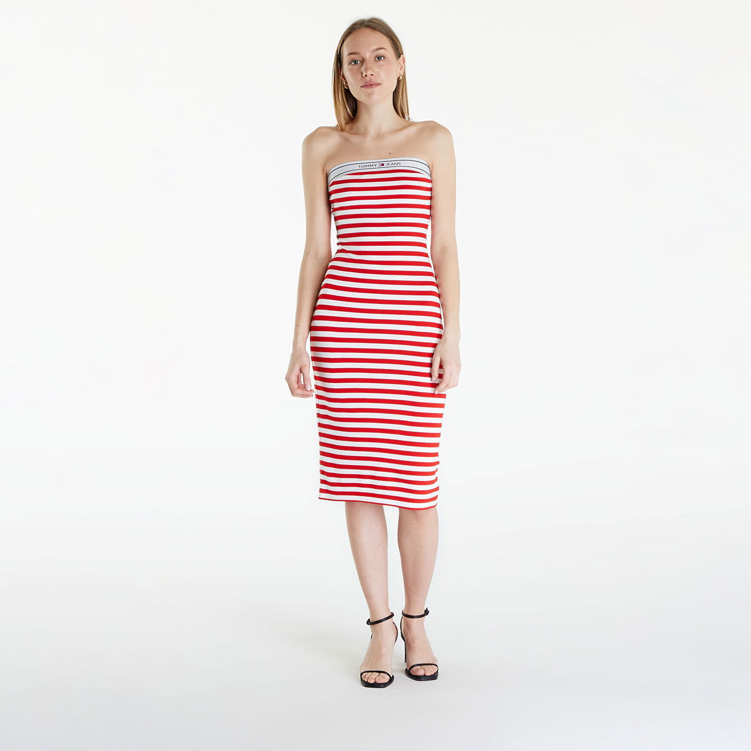 Šaty Tommy Hilfiger Tommy Jeans Logo Tape Stripe Knee Lenght Tube Dress Červená | DW0DW17922 XNL, 0