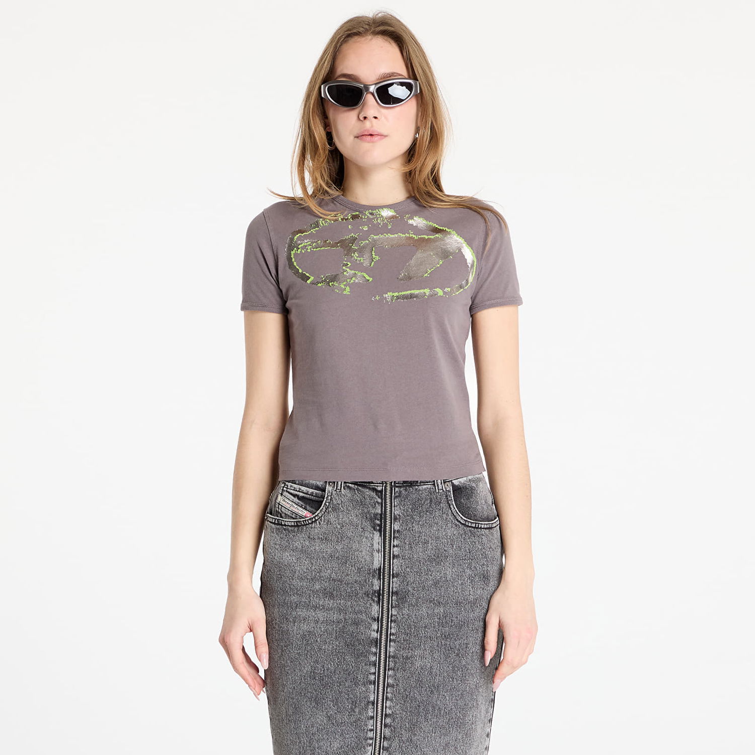 Tričko Diesel Diesel T-Uncutie-Long-P14 T-Shirt Šedá | A15368_0DQAU Frost Gray, 0