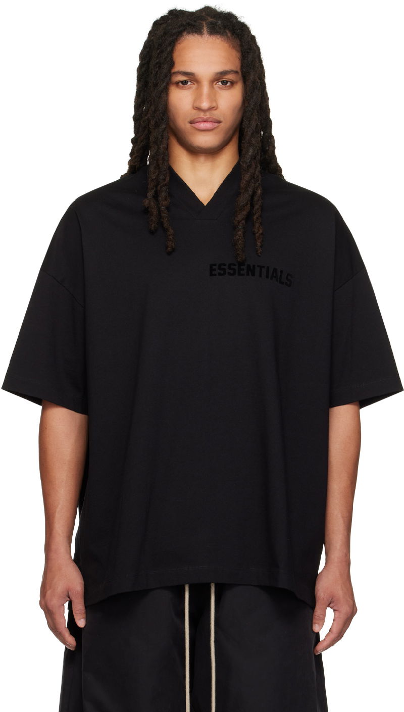 Tričko Fear of God Fear of God ESSENTIALS V-Neck T-Shirt Čierna | 125SP234110F