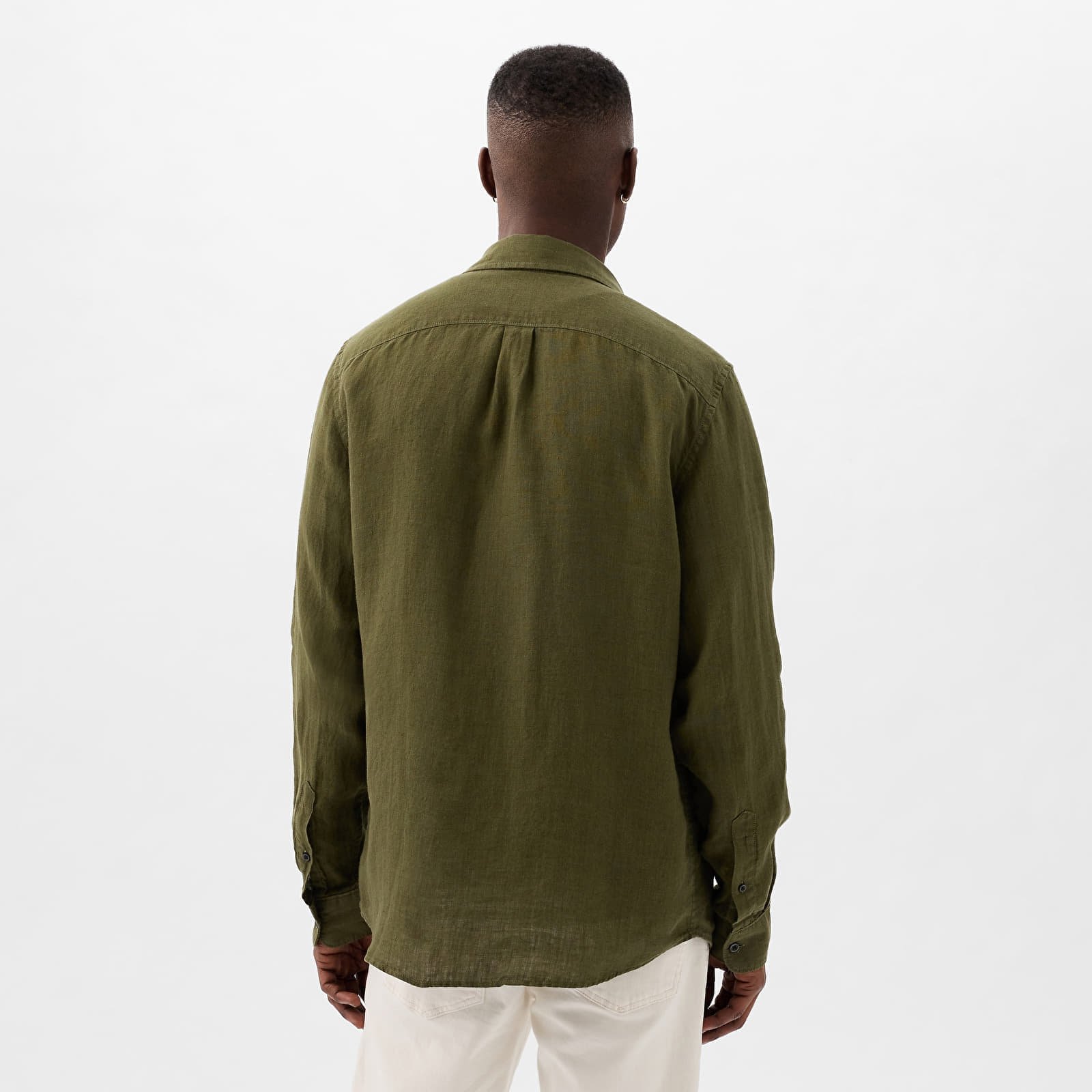 Longsleeve Linen Shirt Army Jacket Green