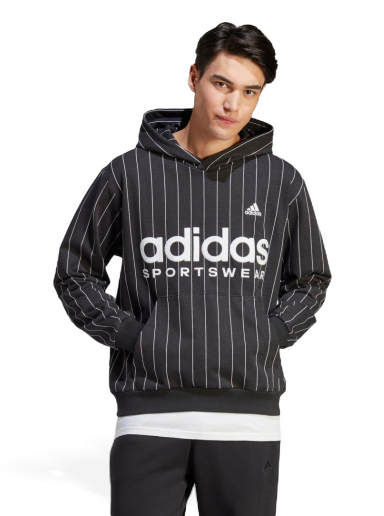 Mikina adidas Performance Pinstripe Fleece Hoodie Čierna | IB8381