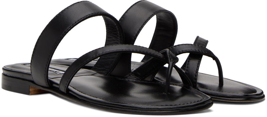 Manolo Blahnik Susa Leather Toe-Ring Sandals