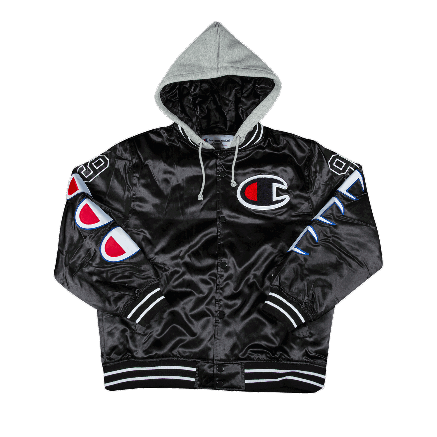 Bomber bunda Supreme Champion x Hooded Satin Varsity Jacket Čierna | FW18J55 BLACK, 0