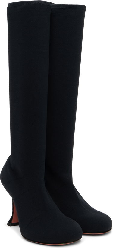 Tenisky a topánky Amina Muaddi Amina Muaddi Veneda Stretch Tall Boots Čierna | VENEDA STRETCH BOOT 95 KNIT, 3