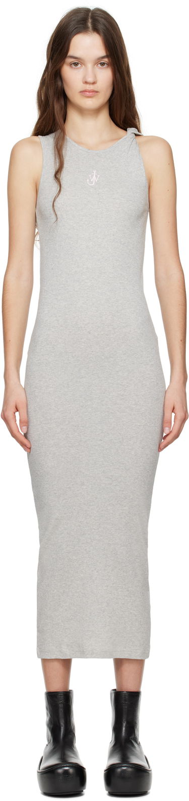 Šaty JW Anderson JW Anderson Anchor Logo Twisted Strap Midi Dress Šedá | JD0043-PG1717, 0