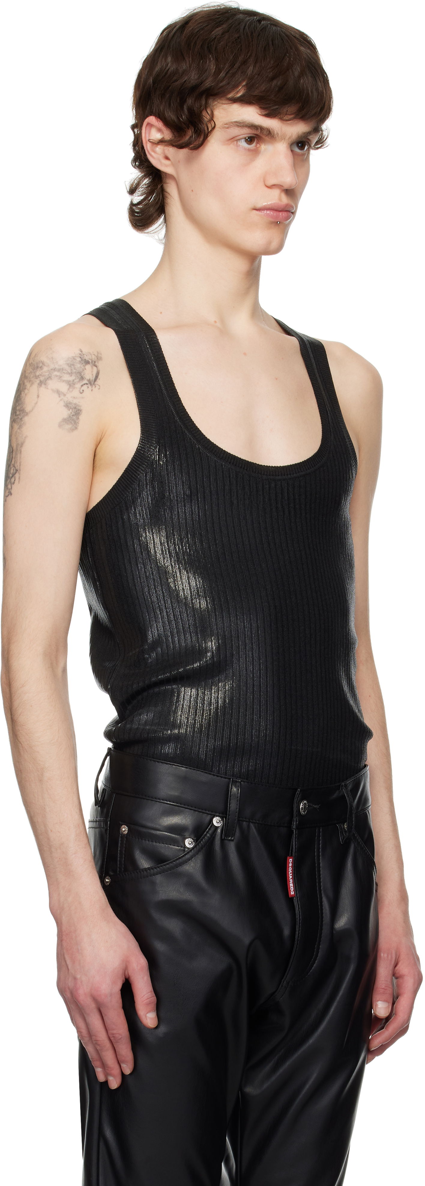 Tielko DSQUARED2 Dsquared2 Coated Ribbed Knit Tank Top Čierna | S71HA1339-D13114-900, 1