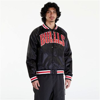 New Era Chicago Bulls NBA Applique Satin Bomber Jacket UNISEX Black/ Front Door Red 60435456