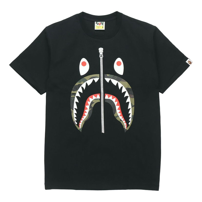 Tričko BAPE A Bathing Ape Shark Face Half Zip T-Shirt Čierna | BAPE-SS18-020