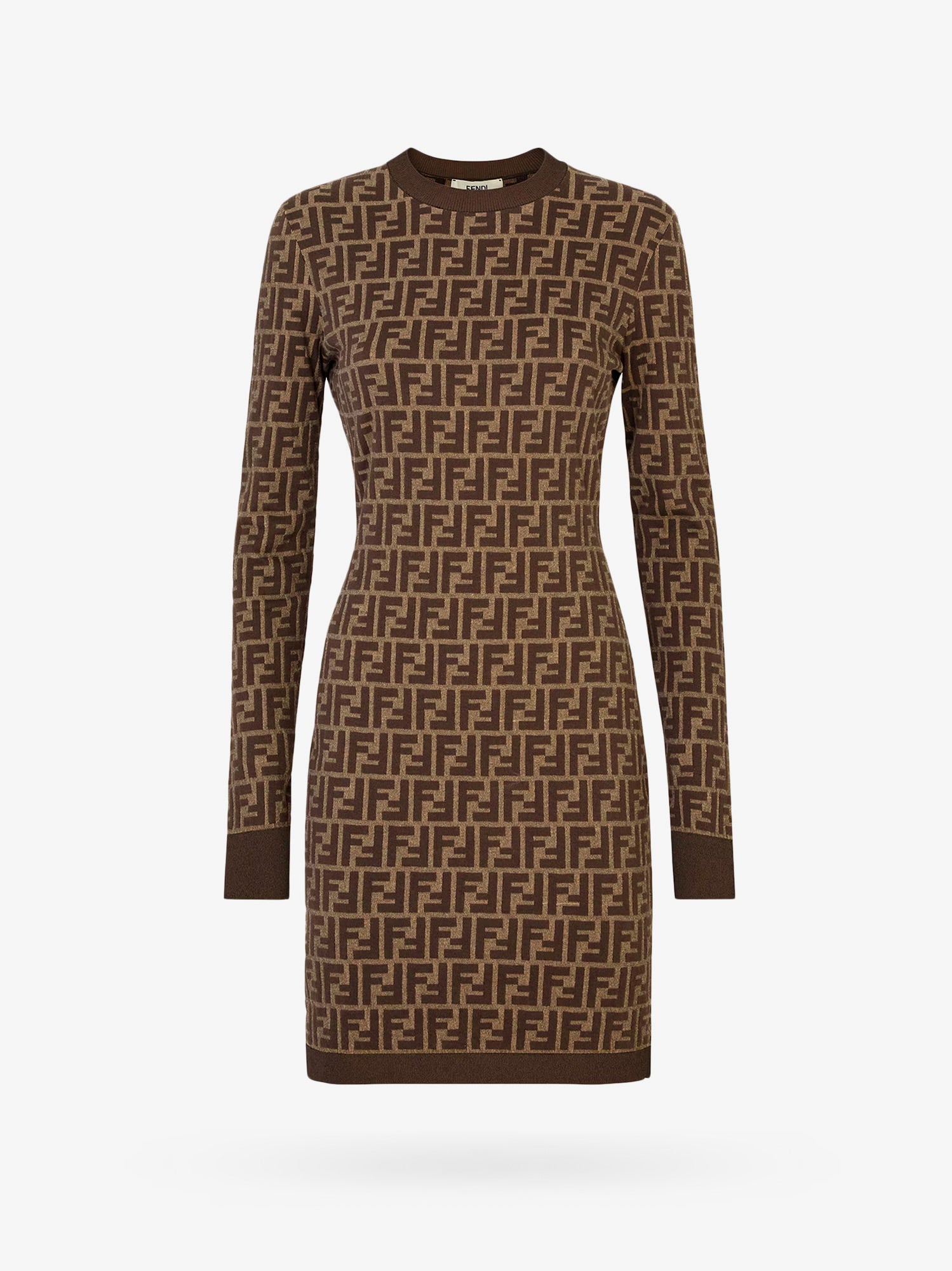 Šaty FENDI Knitted FF Pattern Dress Hnedá | FZDC83ASJTF0GGE, 0