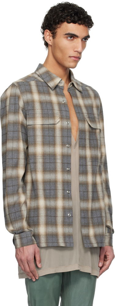 Košeľa Rick Owens Rick Owens Hollywood Plaid Overshirt Hnedá | RU01E5236 CP, 1