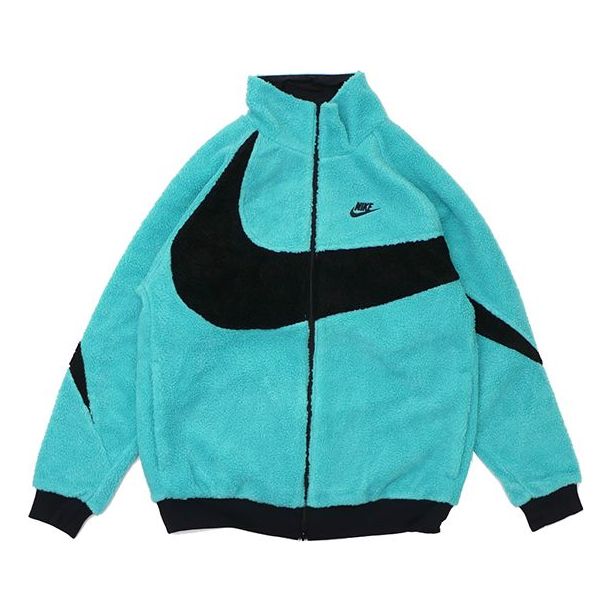 Bomber bunda Nike Reversible Boa Fleece Jacket Big Swoosh Tyrkysová | BQ6546-301