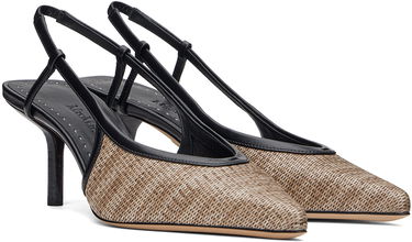 Tenisky a topánky Max Mara Raffia-Effect Fabric Slingback Heels Béžová | 2414521312600, 3
